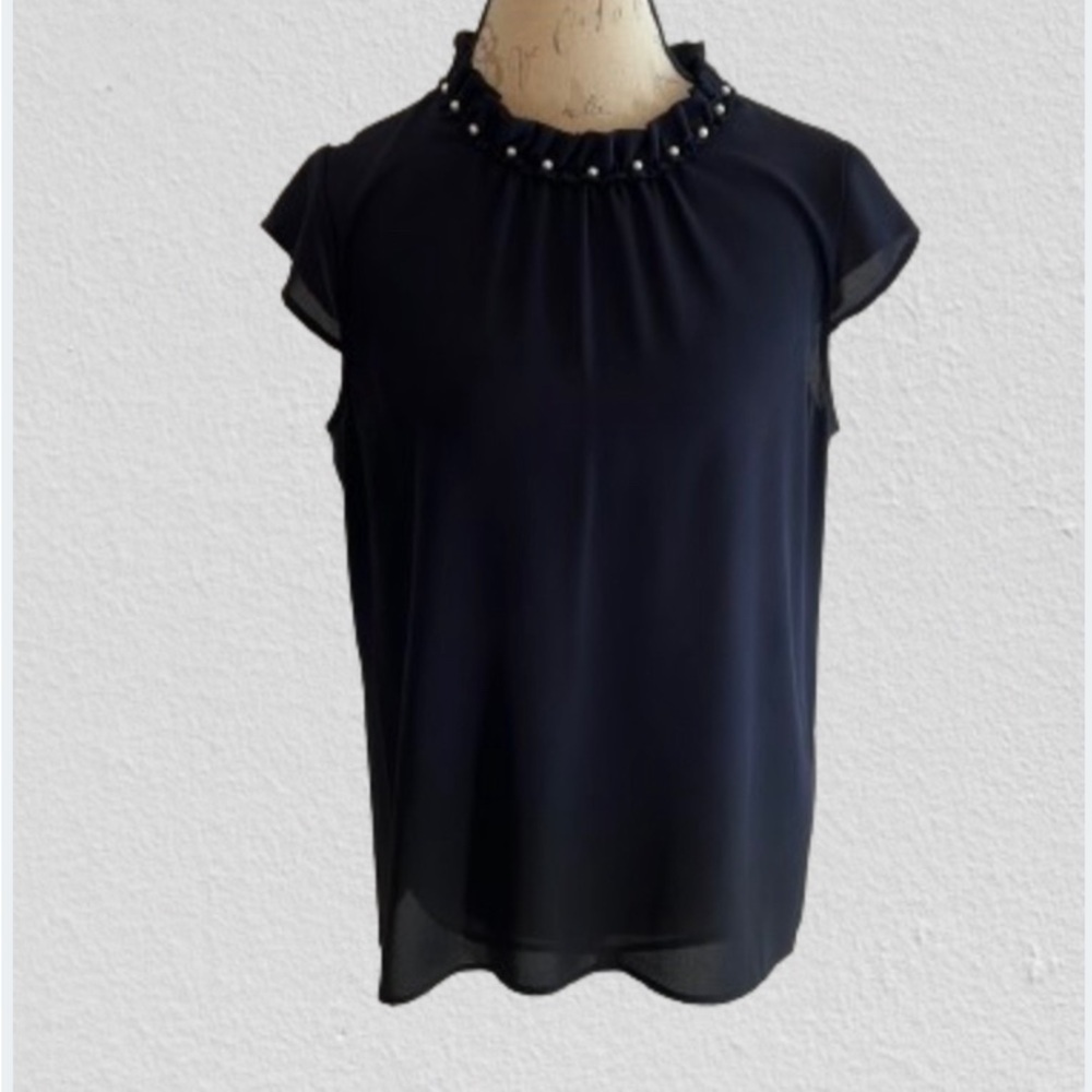 Karl Lagerfeld Paris Davignon Pearl Neckline Blouse Size Large